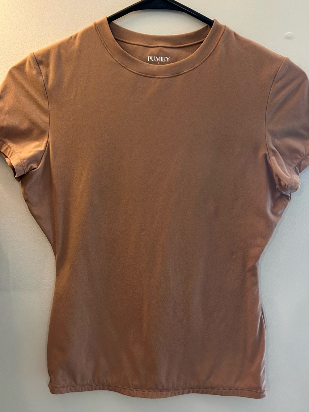 Pumiey Women's Crew Neck Short Sleeve Tee in Brown